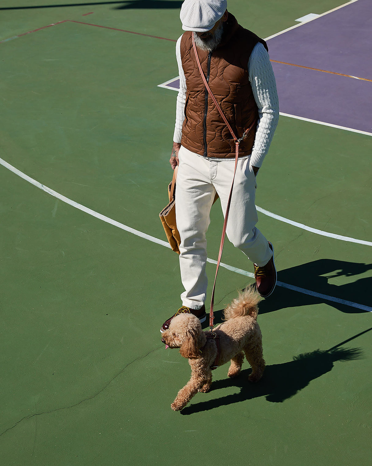 GABRIELE FREE-HANDS LONG LEATHER DOG LEAD | רצועת עור ארוכה ומתכווננת לכלבים