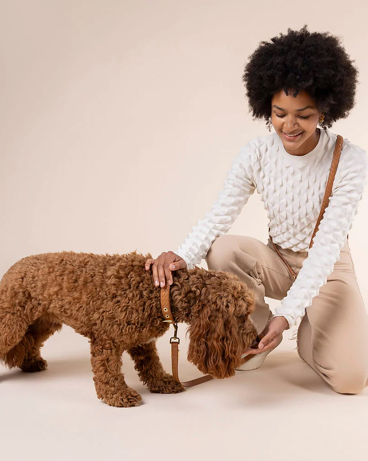 Prestige Leather Dog Leash | רצועת עור נאפה ארוכה ומתכווננת לכלב