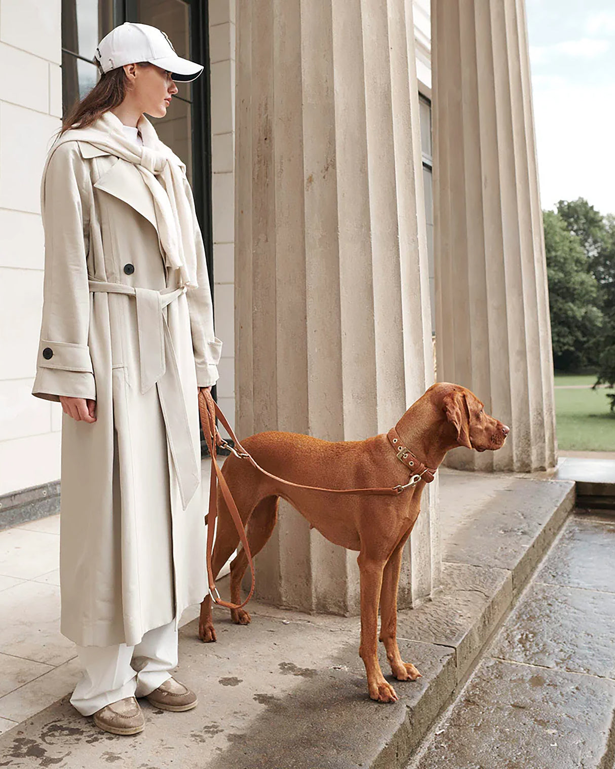 Prestige Leather Dog Leash | רצועת עור נאפה ארוכה ומתכווננת לכלב