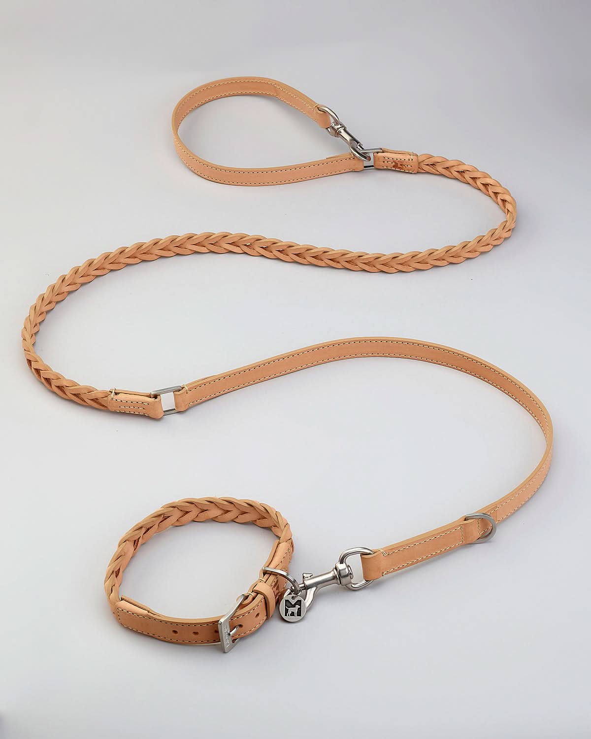 BERGAMO BRAIDED COWHIDE LEATHER LEASH | רצועה מתכווננת לכלב