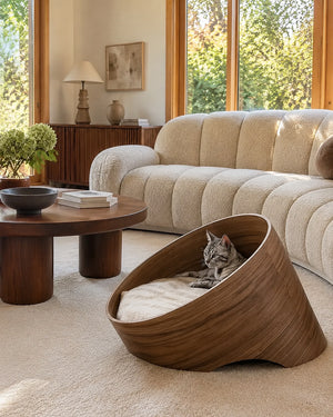 מיטת עץ אורתופדית לכלבים ולחתולים | COVO DOG & CAT CAVE BED