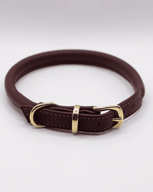 ROLLED SOFT LEATHER COLLAR | קולר עור מעוגל לכלב