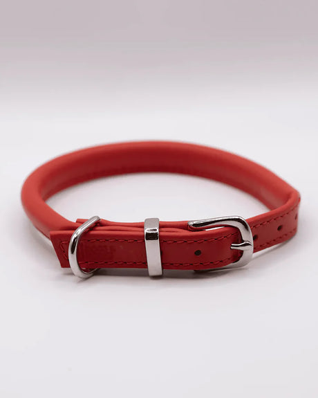 ROLLED SOFT LEATHER COLLAR | קולר עור מעוגל לכלב