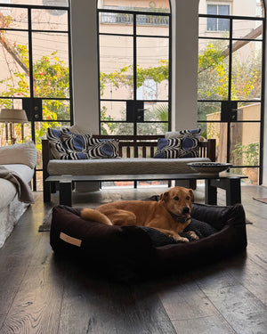 HENRI DARK COWHIDE BED | מיטה לכלב