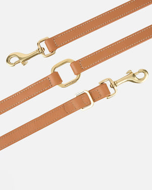 Luxe Smooth Leather Dog Leash | רצועת עור נאפה ארוכה ומתכווננת לכלב