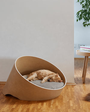 מיטת עץ אורתופדית לכלבים ולחתולים | COVO DOG & CAT CAVE BED