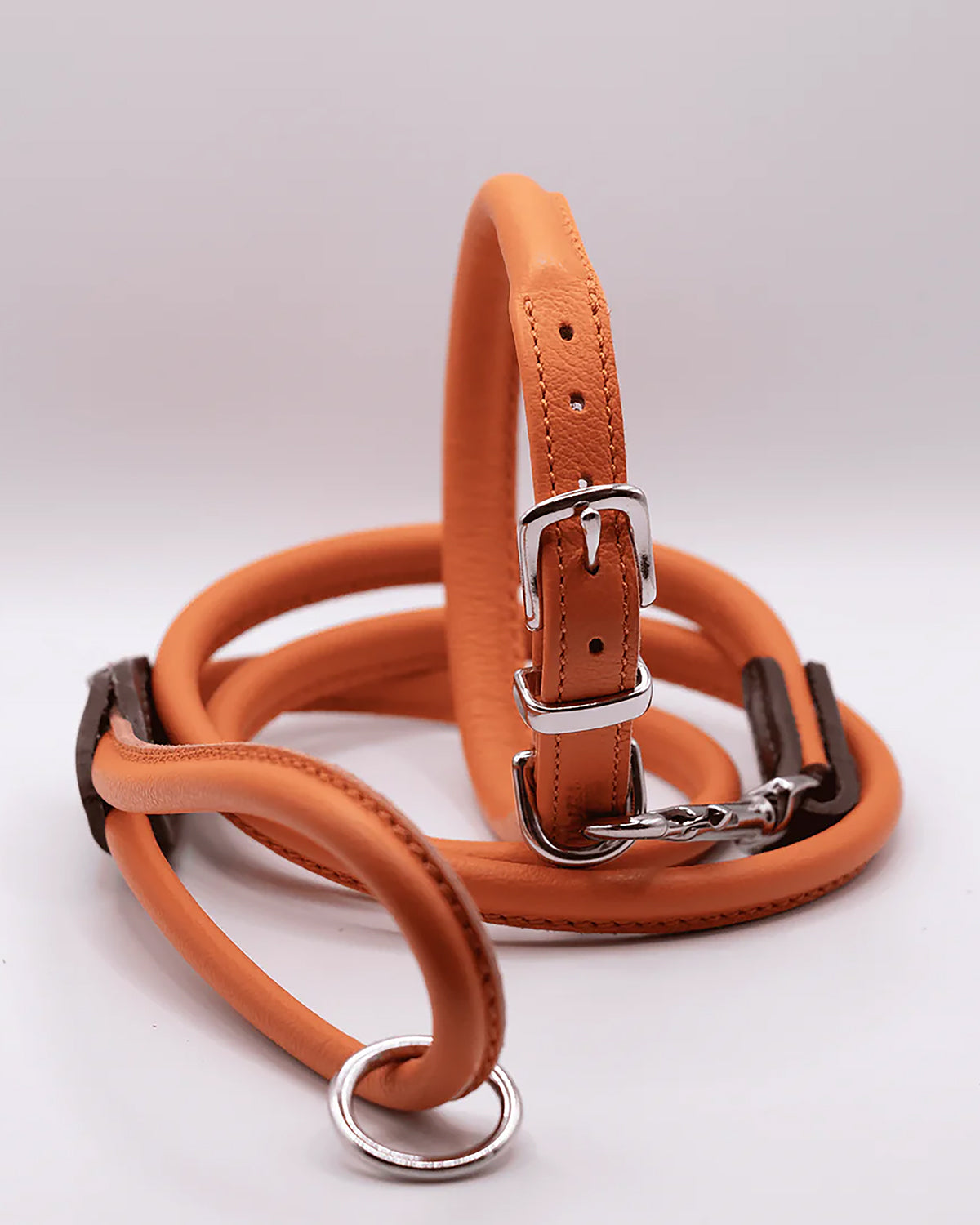 ROLLED SOFT LEATHER COLLAR | קולר עור מעוגל לכלב