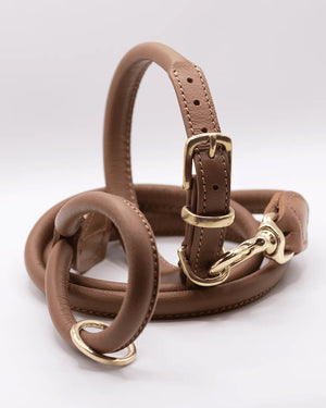 ROLLED SOFT LEATHER COLLAR | קולר עור מעוגל לכלב