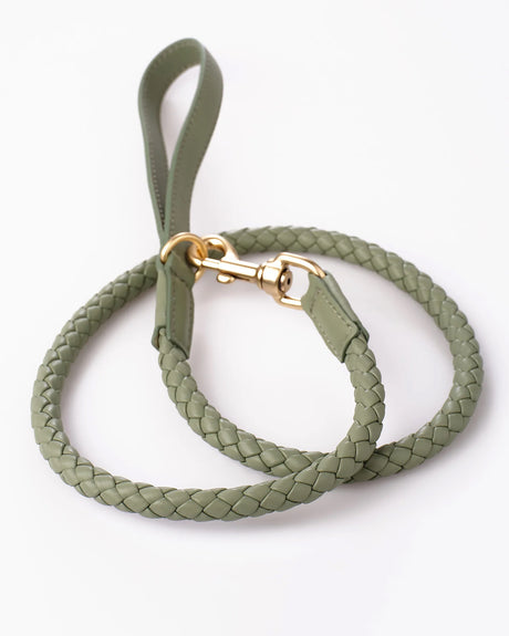 רצועה קלועה לכלב מעור נאפה איטלקי  | FERDINANDO NAPPA LEATHER LEASH