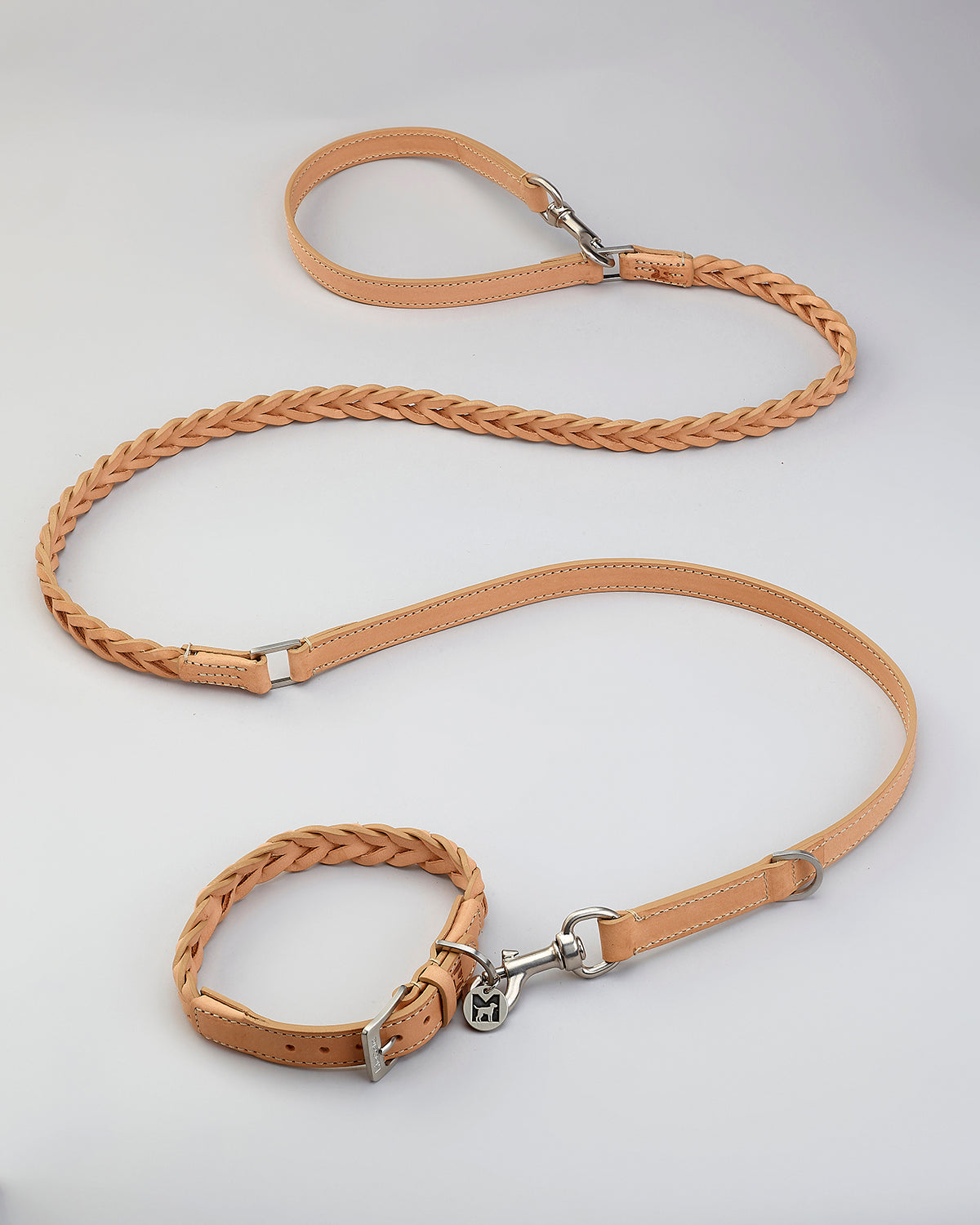 BERGAMO BRAIDED COWHIDE LEATHER LEAD | רצועה מתכווננת לכלב